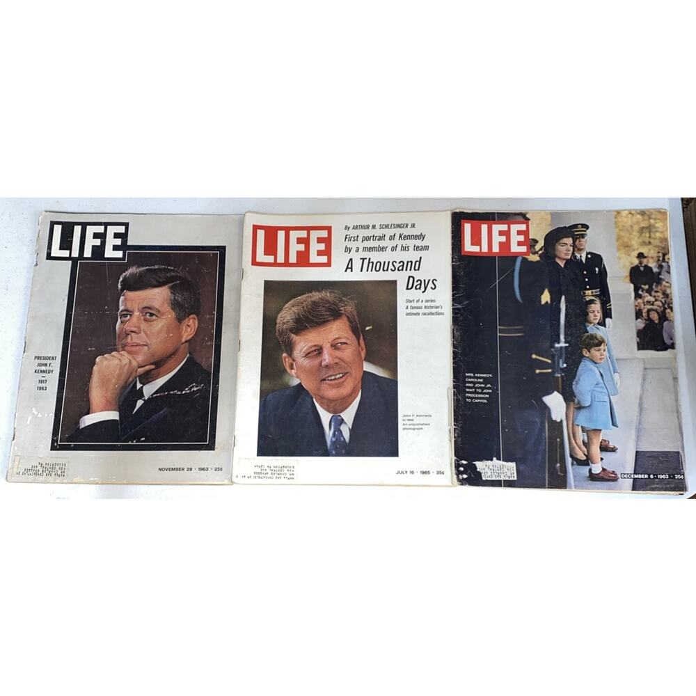 Lot Of 3 Issues Life Magazine JFK Assassination John Jackie Kennedy‎ 1963 1965